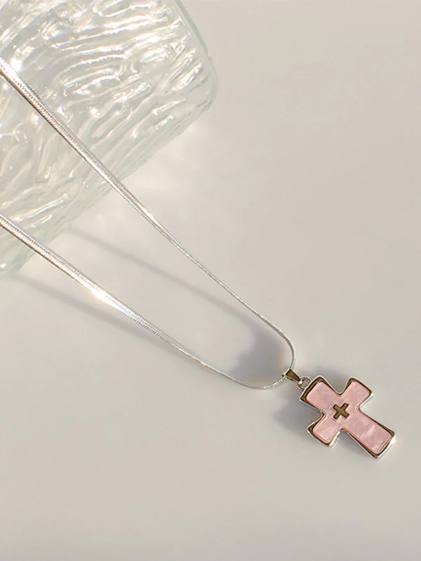 1pc Colorful Cross Pendant Necklace - Image 3
