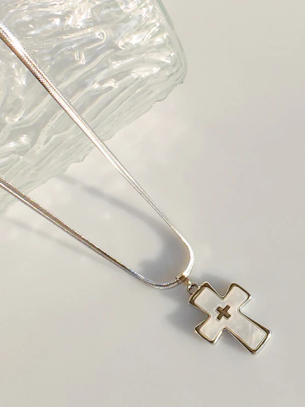 1pc Colorful Cross Pendant Necklace - Image 4