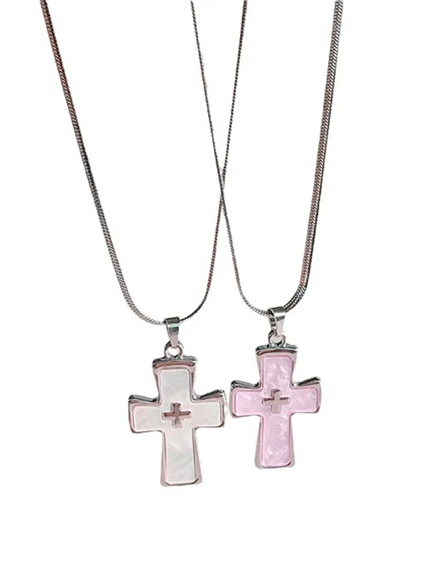 1pc Colorful Cross Pendant Necklace - Image 5