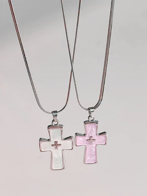 1pc Colorful Cross Pendant Necklace - Image 6