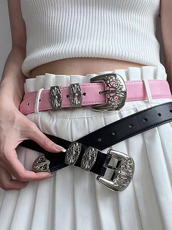 1pc Hollow carved cross buckle belt - Image 10