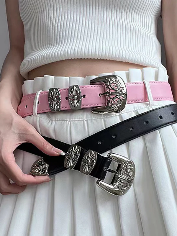 1pc Hollow carved cross buckle belt - Image 7