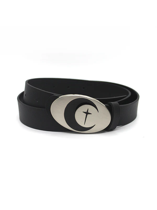 1pc Moon Metal Oval Moon Snap Button Belt - Image 3