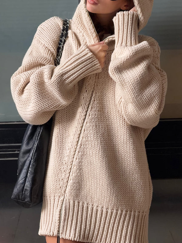 American-Style Relaxed Fit Zip Mini Dress - Image 3