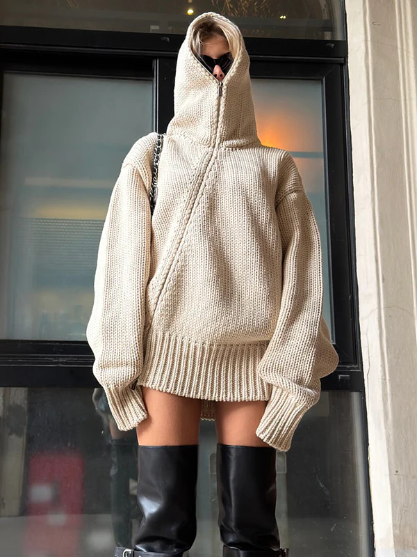 American-Style Relaxed Fit Zip Mini Dress - Image 4