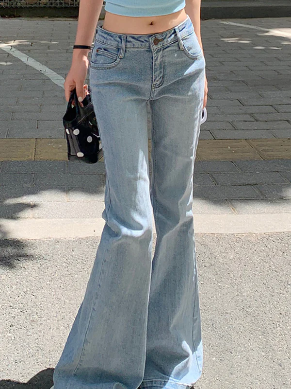 Bamboo Pattern Vintage Flare Jeans - Image 3