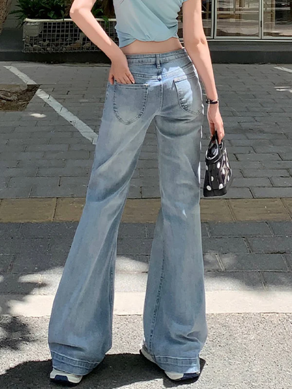 Bamboo Pattern Vintage Flare Jeans - Image 7