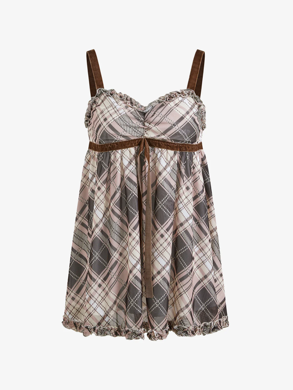 Bow Tie Plaid Suspenders Cami Top - Image 4