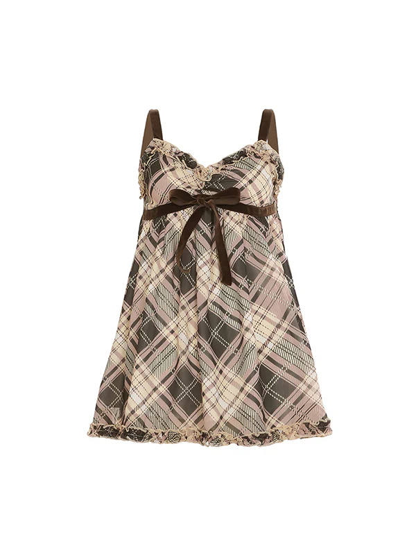 Bow Tie Plaid Suspenders Cami Top - Image 9