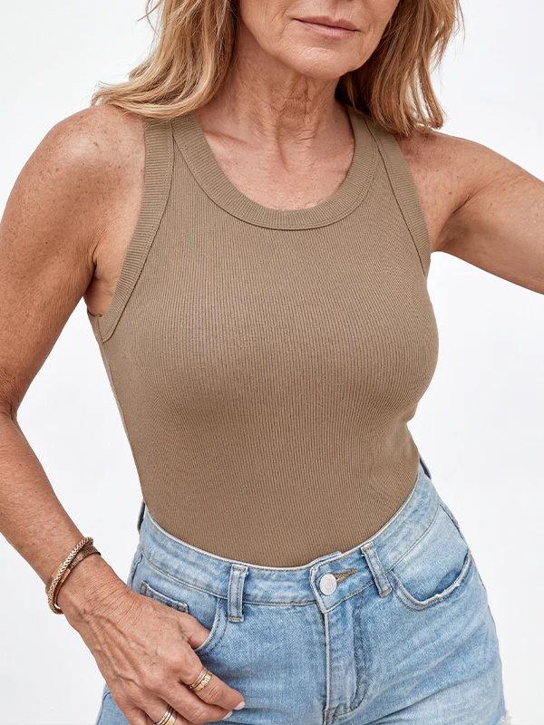 Tank Top with Bra – Ribbed Round Neck - Image 18