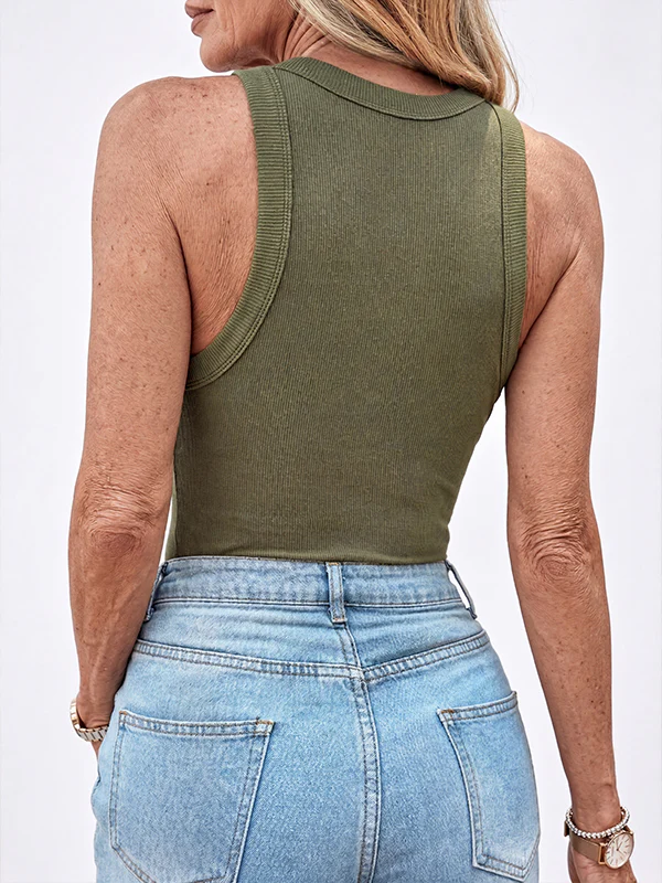 Tank Top with Bra – Ribbed Round Neck - Image 19