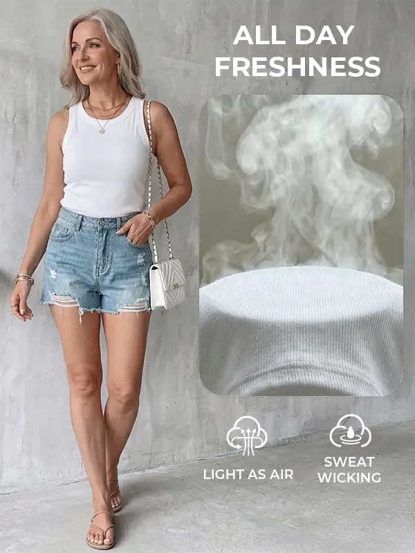 Tank Top with Bra – Ribbed Round Neck - Image 3