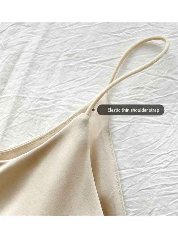 Built-In Bra Satin V Neck Tank Top - Image 8