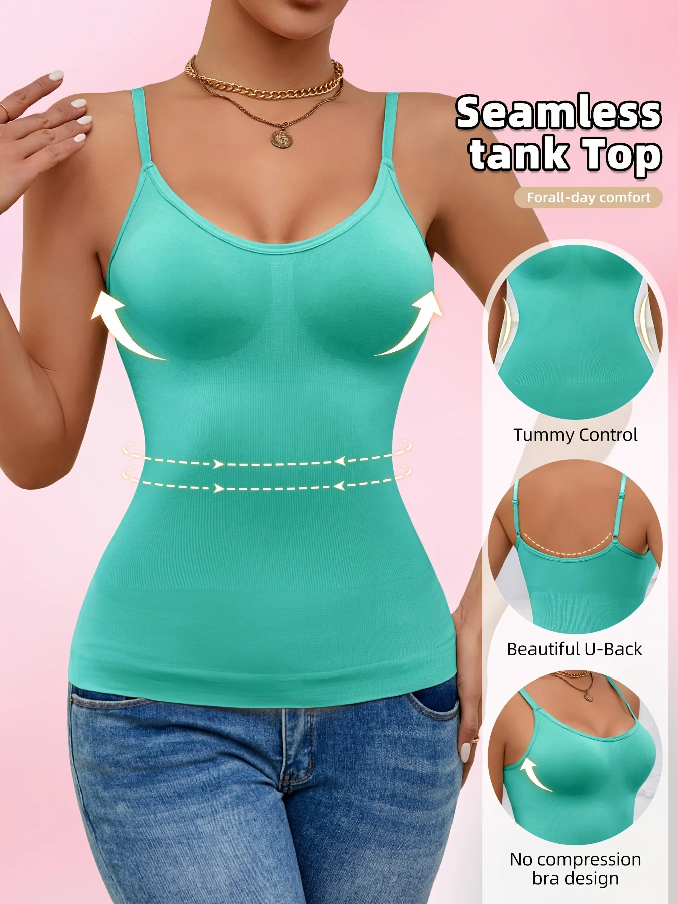 Seamless U-Back Top with Built-in Bra - Image 3