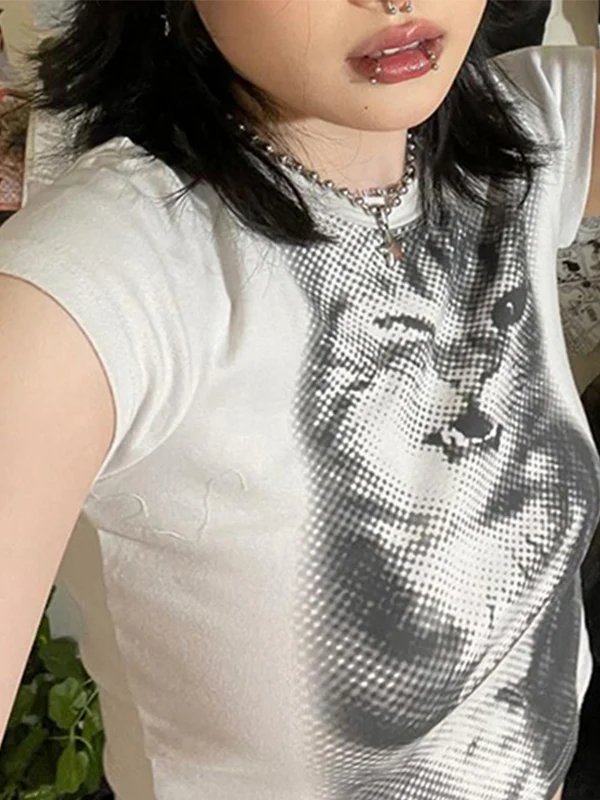 Cat Print Short Sleeve Tee - Image 7