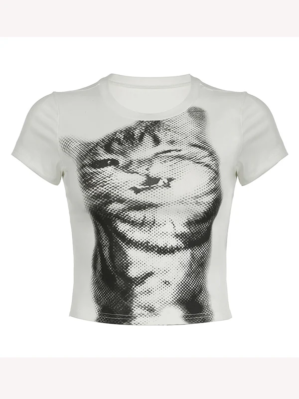 Cat Print Short Sleeve Tee - Image 9
