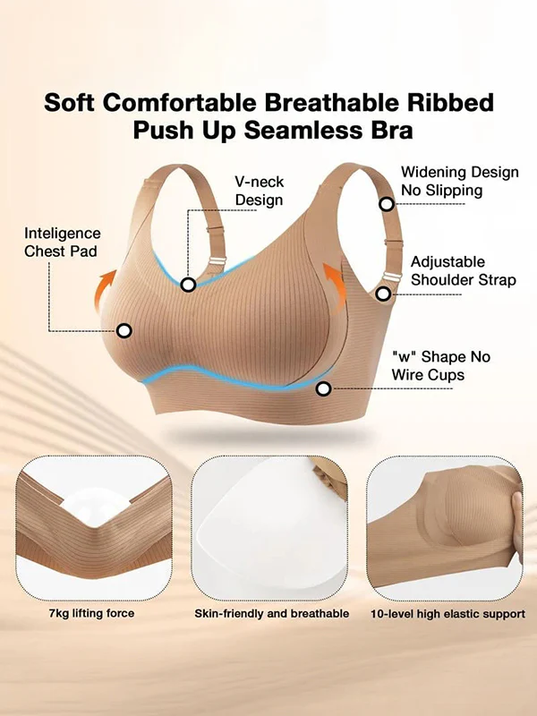 Comfortable Ribbed Wire-Free Support Bra - Image 5