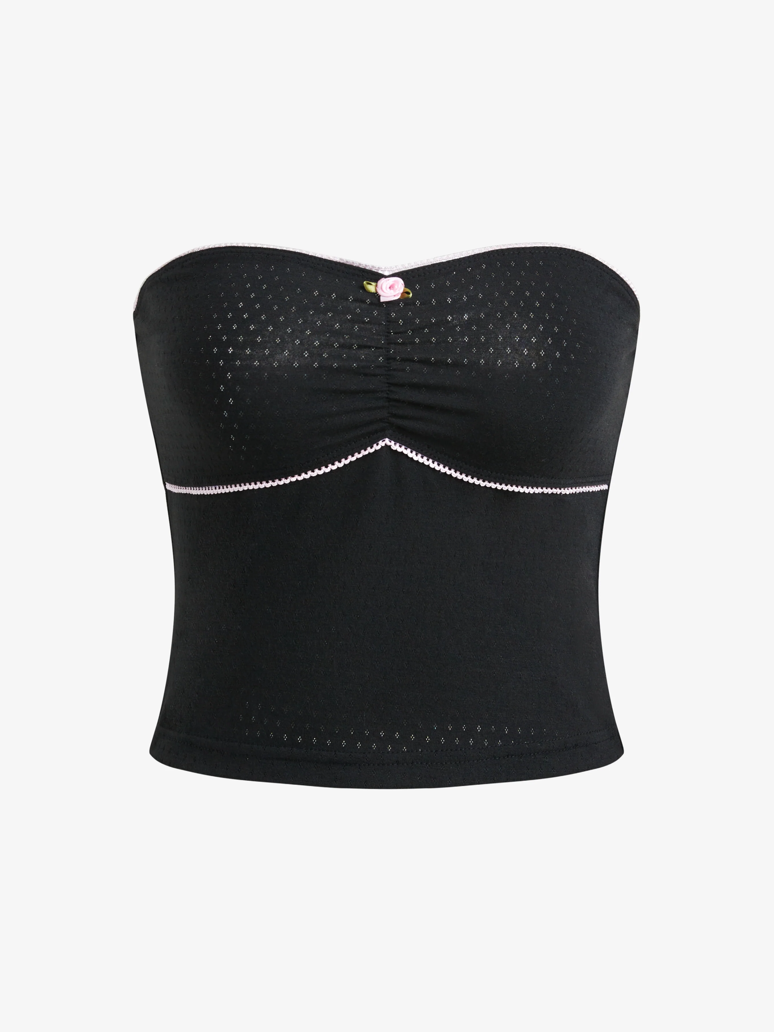 Contrast Color Lace Stitching Bandeau Top - Image 4