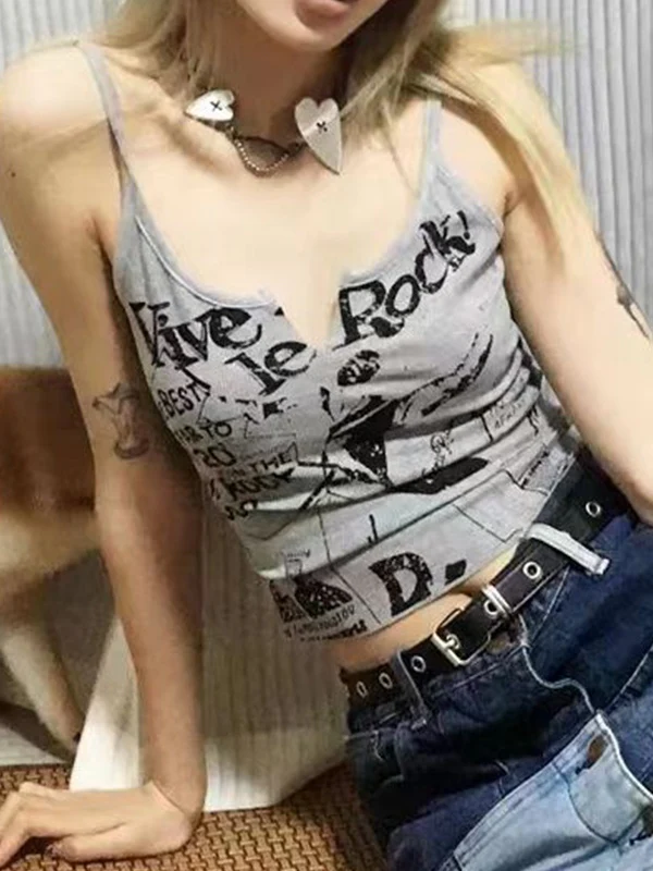 Graffiti Print Notched Neck Cami Top - Image 13