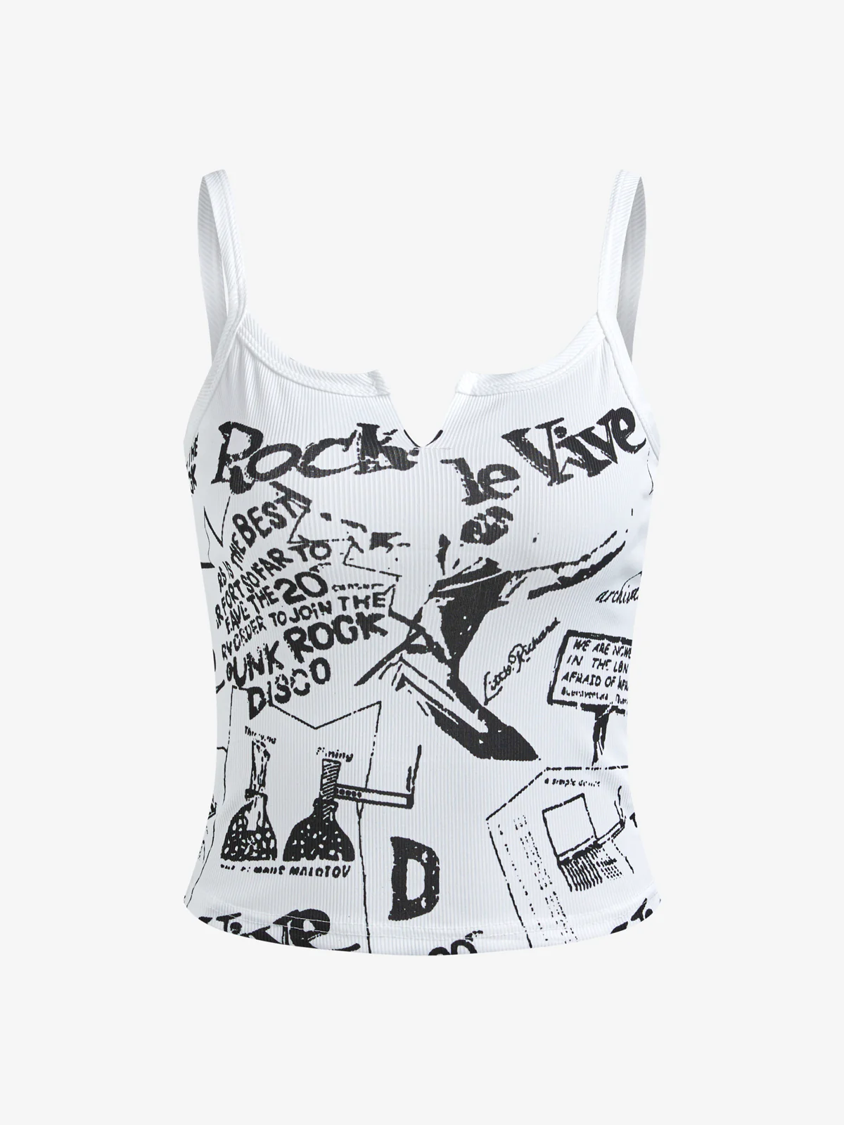 Graffiti Print Notched Neck Cami Top - Image 5