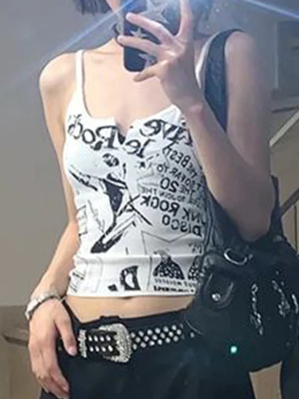 Graffiti Print Notched Neck Cami Top - Image 8