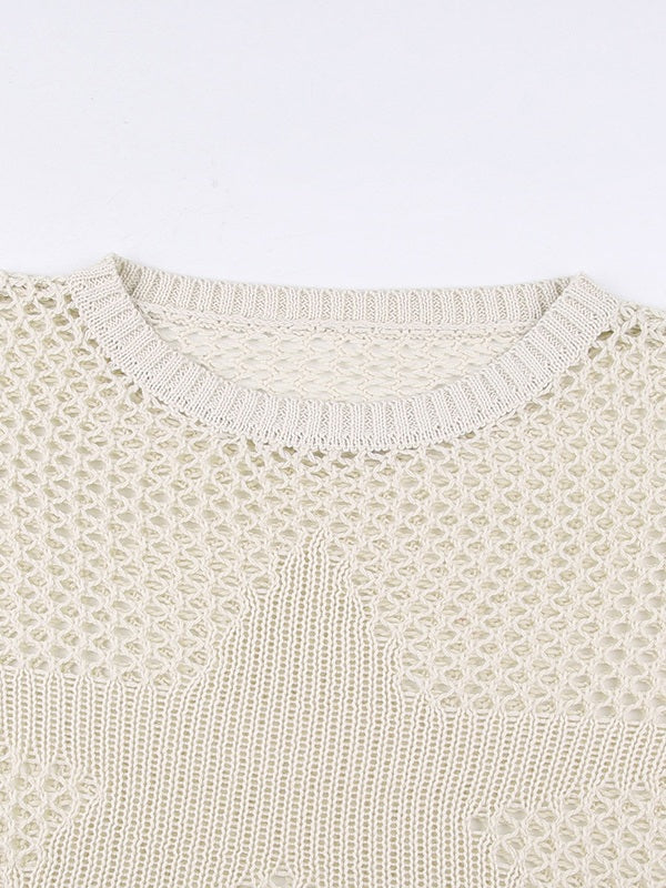 Hollow Out Star Crochet Knit Top - Image 5