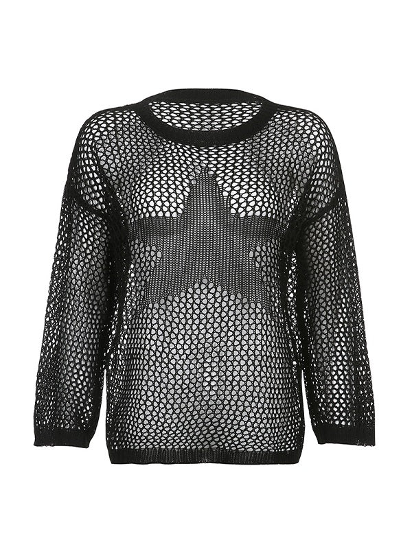 Hollow Out Star Crochet Knit Top - Image 7