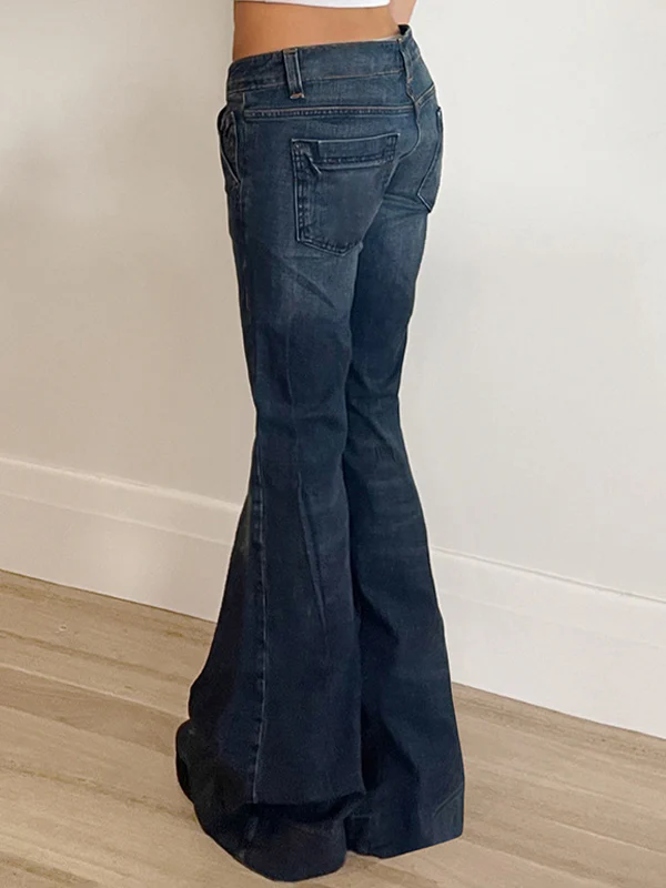 Hot Girl Washes Distresses Low Waist Flare Jeans - Image 5