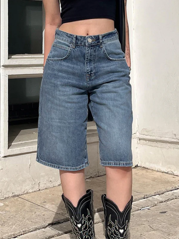 Vintage Wash Denim Shorts - Image 3