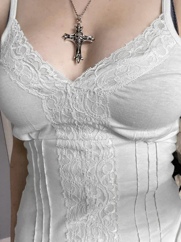 Lace stitching V Neck Cami Top - Image 15