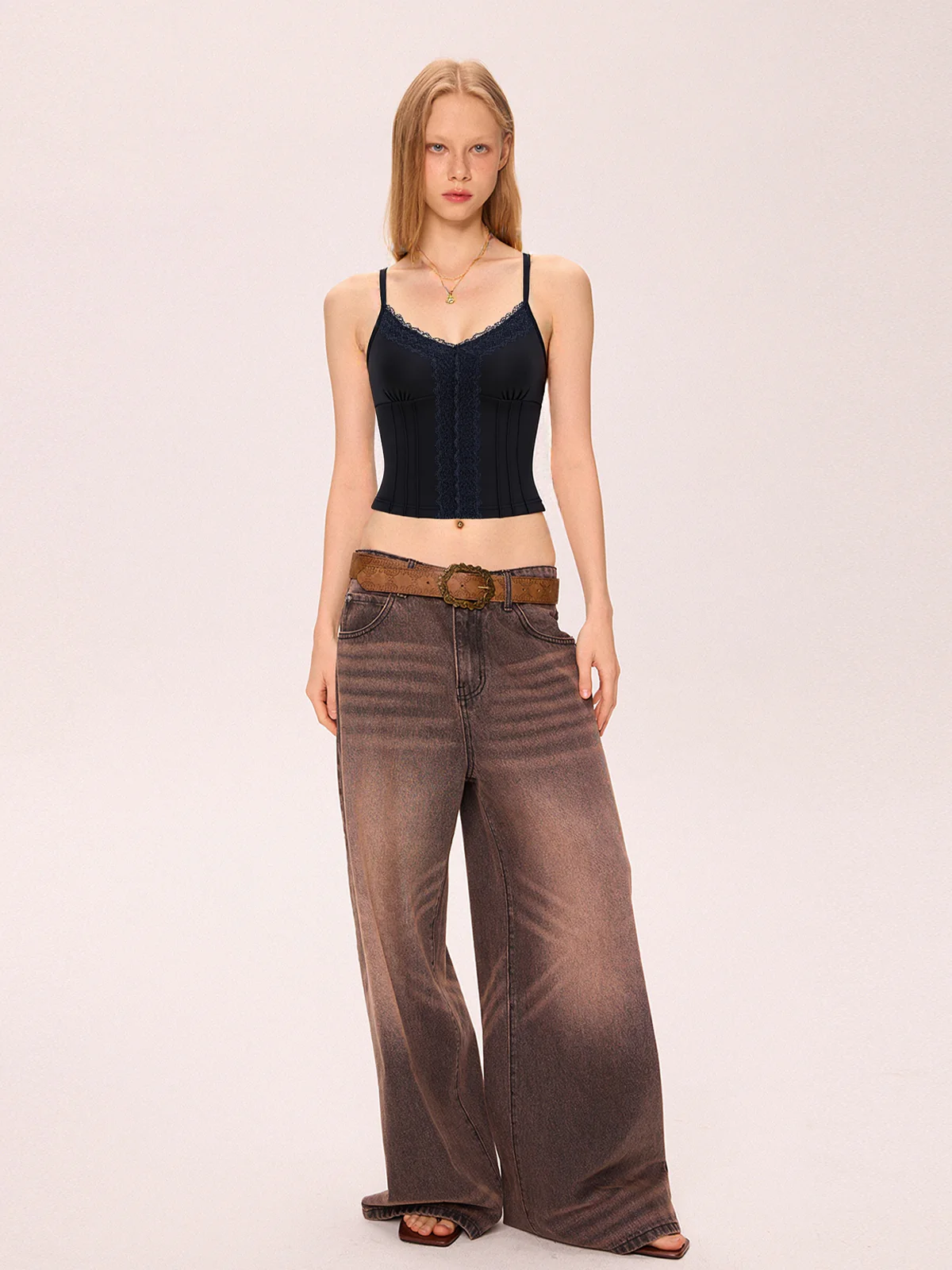 Lace stitching V Neck Cami Top - Image 5