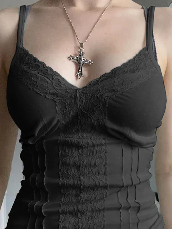 Lace stitching V Neck Cami Top - Image 7