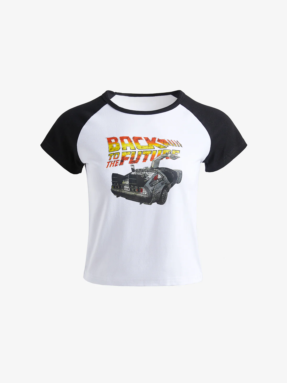 Lettering Racing Raglan Sleeve Cropped Top - Image 5
