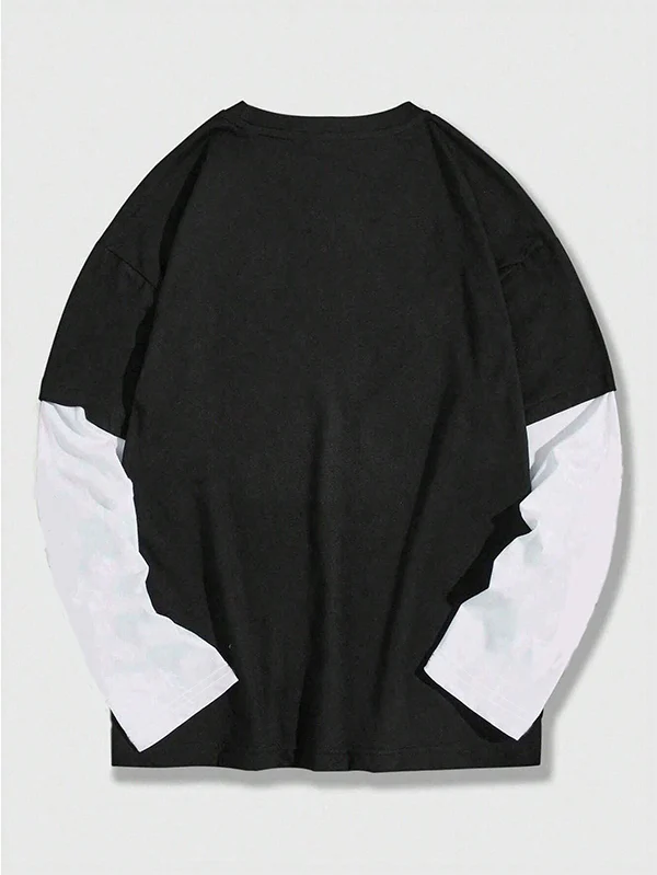 Men's Retro Print Oversized Long Sleeve Tee - Image 3