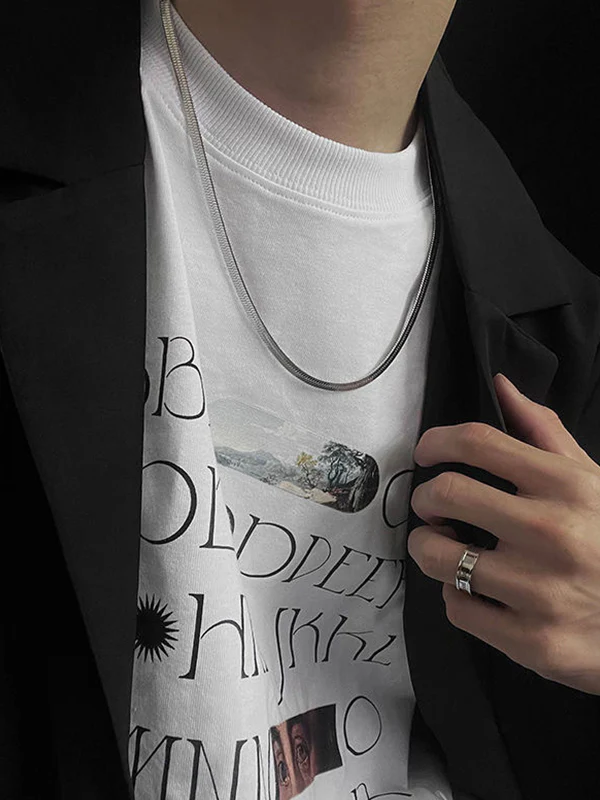 Men's Titanium Steel Simple Snake Bone Necklace - Image 6