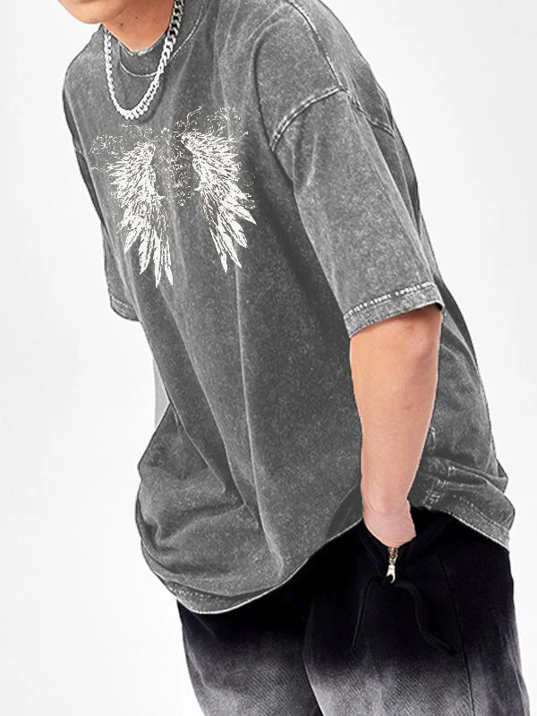 Men's Wings Print Oversized Short Sleeve Tee - Image 5