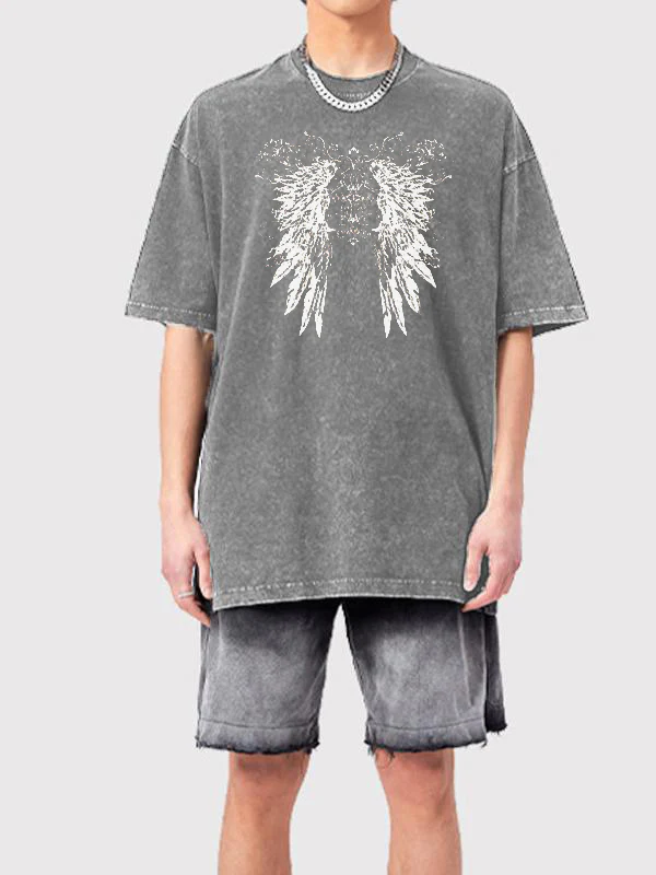 Men's Wings Print Oversized Short Sleeve Tee - Image 6
