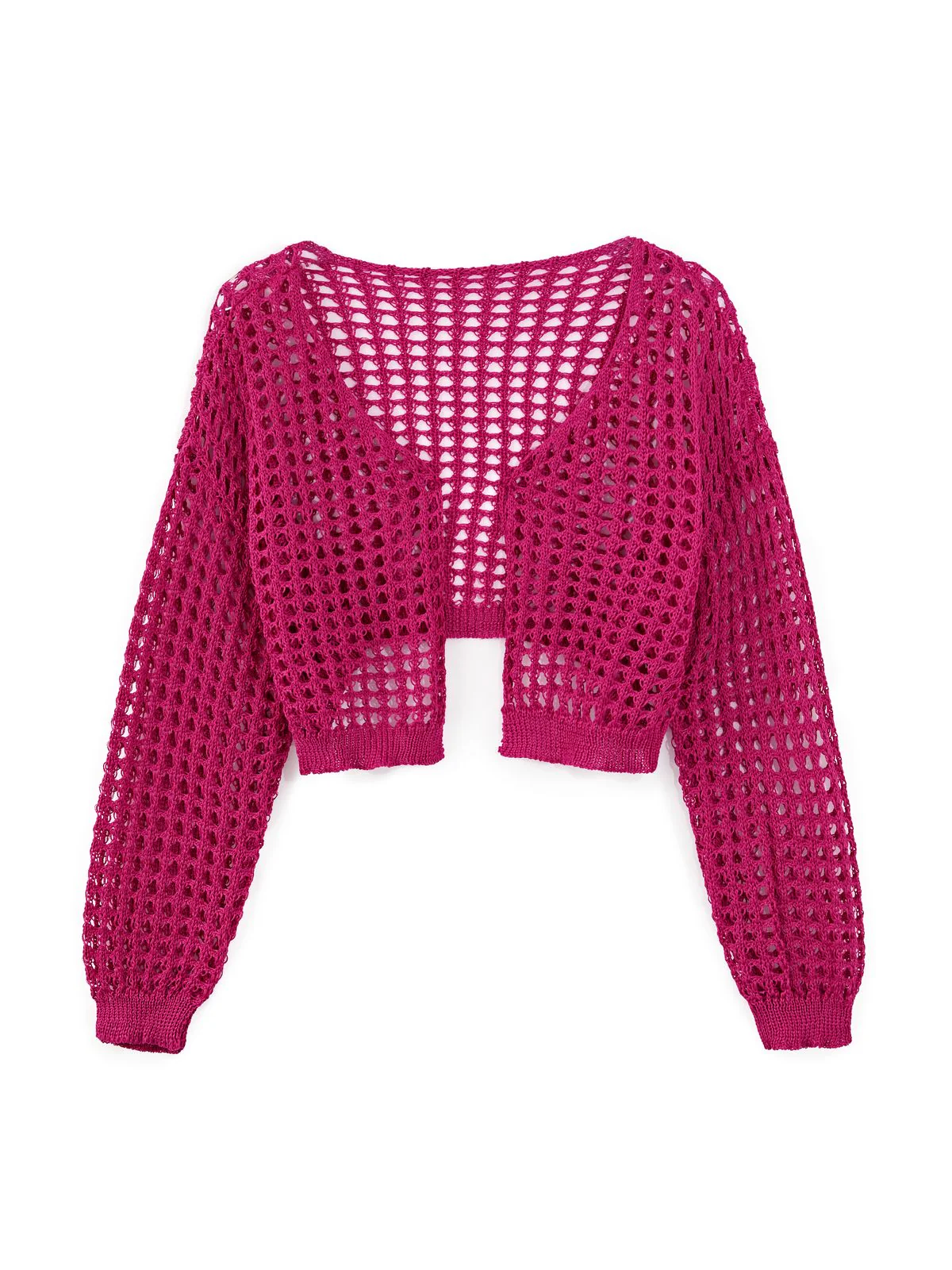 Open Front Hollow Out Crochet Knit Crop Top - Image 6