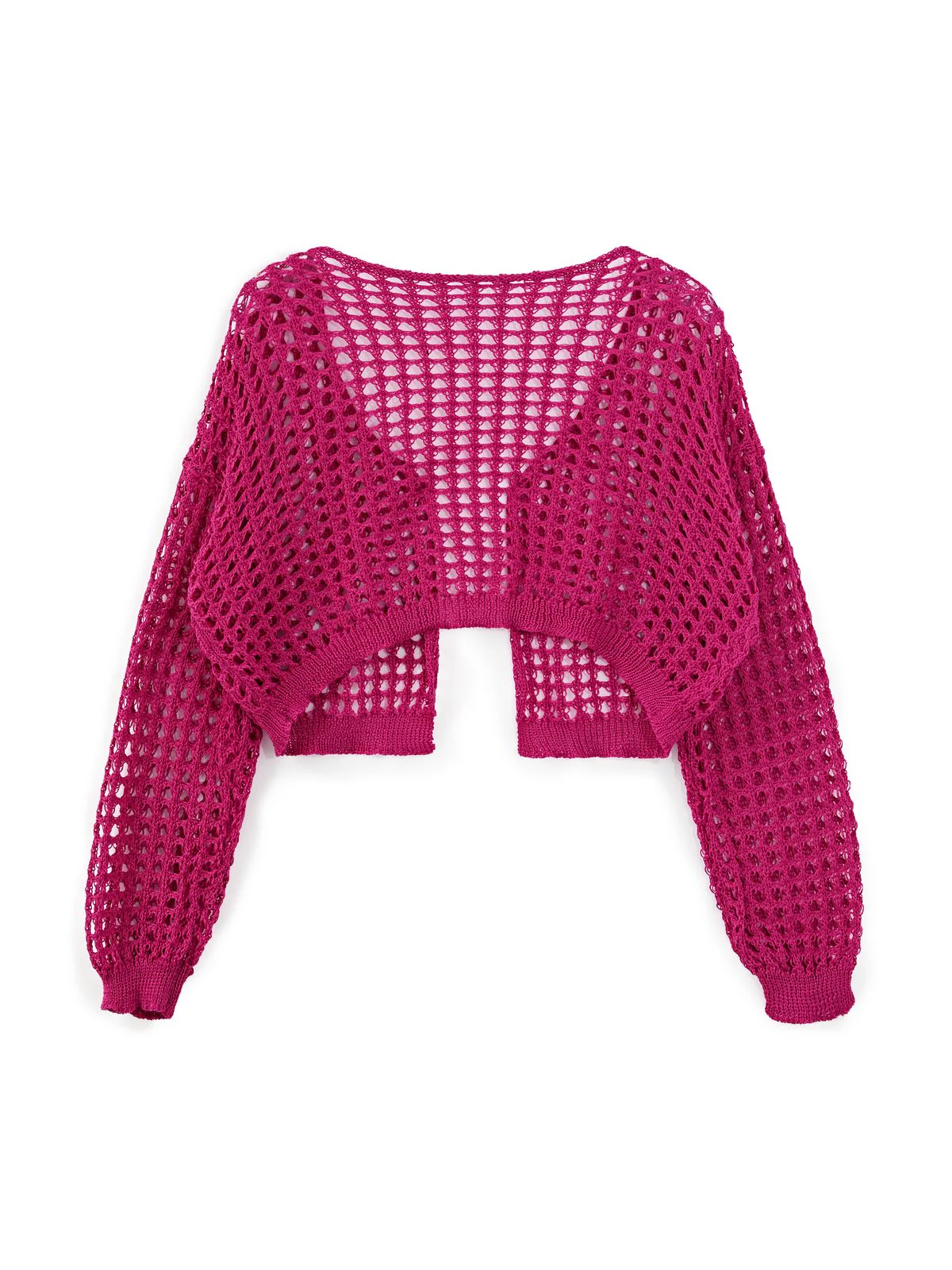 Open Front Hollow Out Crochet Knit Crop Top - Image 7