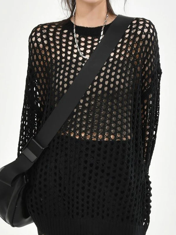 Oversized Crochet Open Knit Top - Image 15