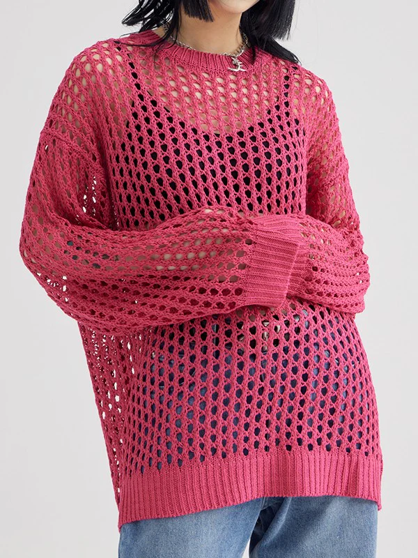 Oversized Crochet Open Knit Top - Image 16