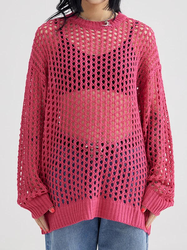 Oversized Crochet Open Knit Top - Image 17