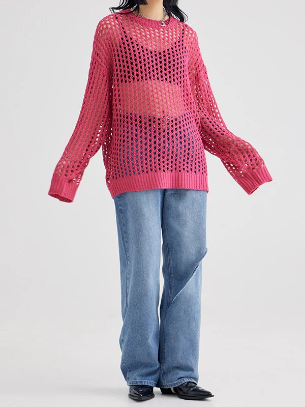 Oversized Crochet Open Knit Top - Image 18