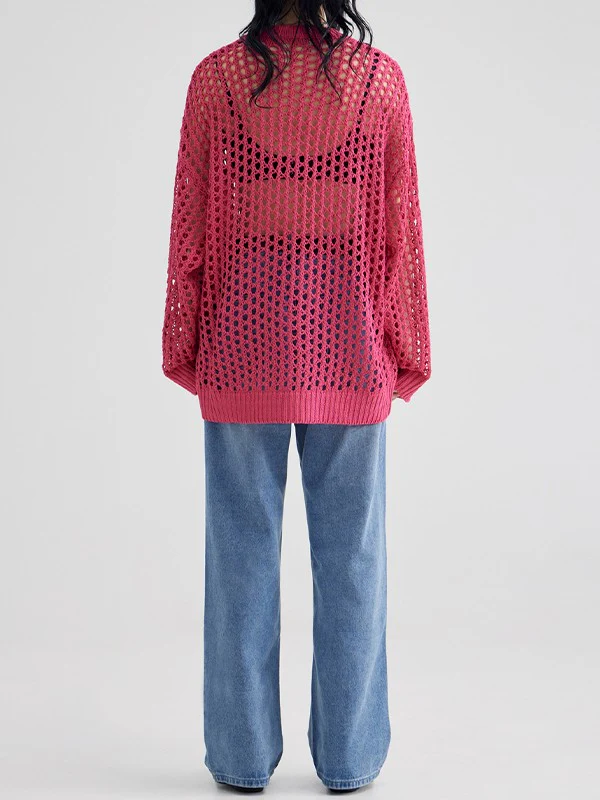 Oversized Crochet Open Knit Top - Image 20