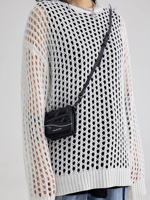 Oversized Crochet Open Knit Top - Image 4