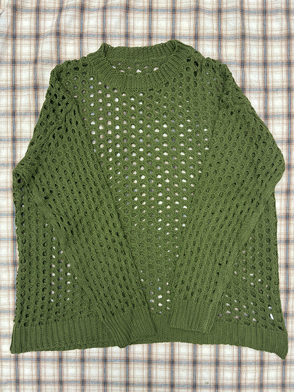 Oversized Crochet Open Knit Top - Image 6