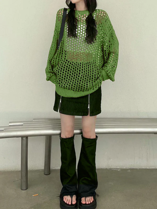 Oversized Crochet Open Knit Top - Image 9