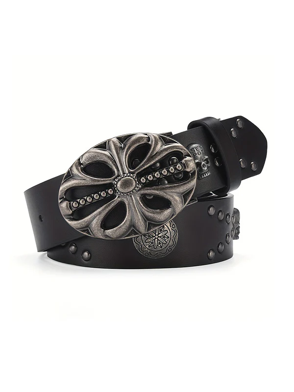 Punk Rivet Distressed Cutout Buckle Belt - Image 7