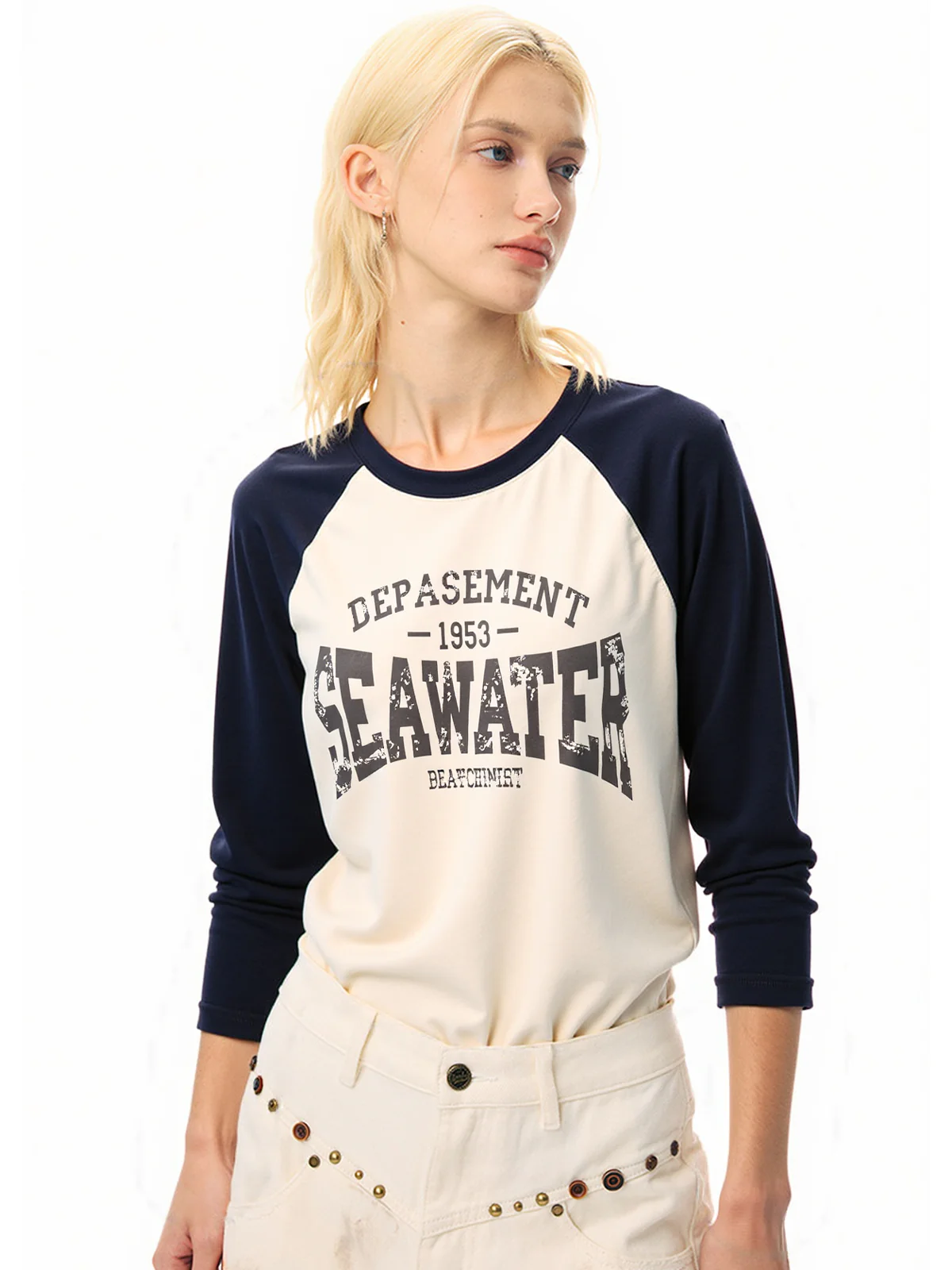 Raglan Print Oversized Long Sleeve Tee - Image 3