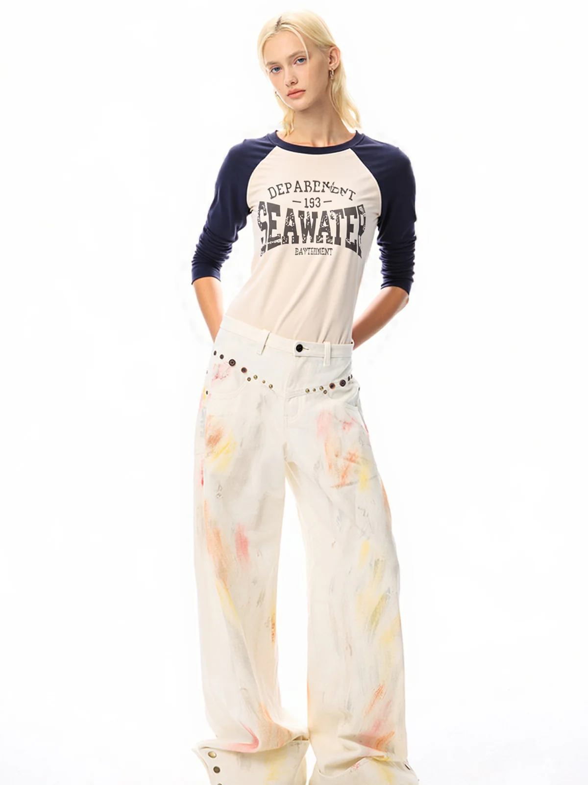 Raglan Print Oversized Long Sleeve Tee - Image 4